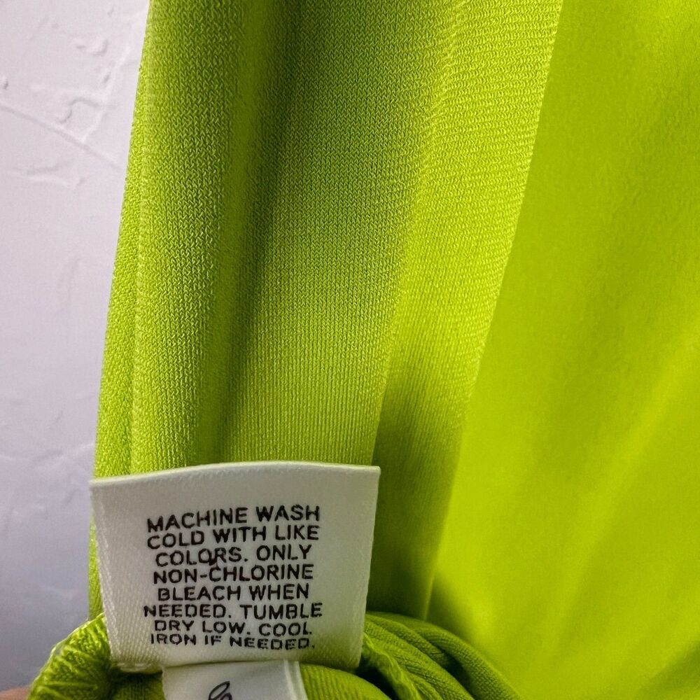 Y2K Express Lime Green Draped Sleeveless Cowl Neck Mini Dress Going Out Size L - Picture 11 of 11
